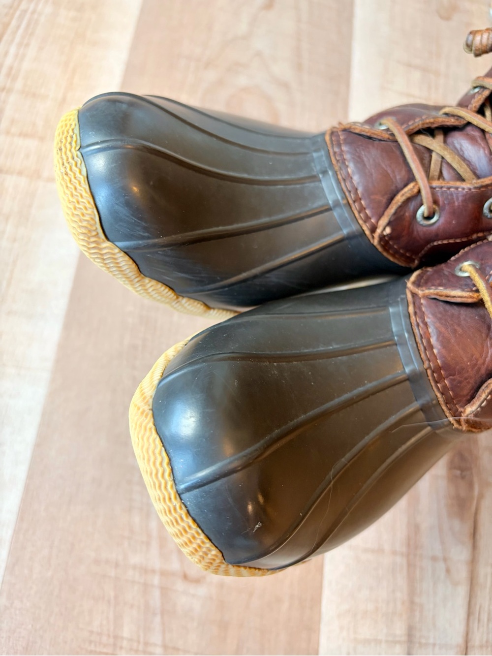 Sperry Women’s Brown Leather & Black Saltwater Duck Boots - Waterproof - Size 9 - Picture 5 of 11